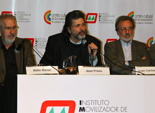 Abel Prieto, Atilio boron y Juan Carlos Junio en el Centro Cultural de la Cooperacion