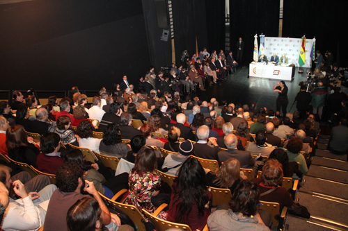 Álvaro Garcia Linera, Salón del Centro Cultural de la Cooperación totalmente colmado